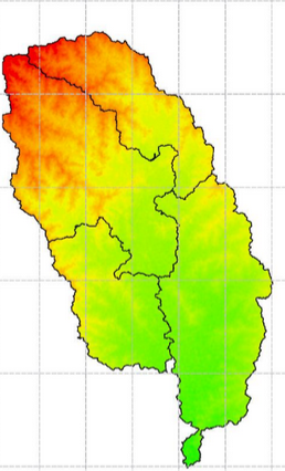 Modelo digital de elevación de la cuenca aportante